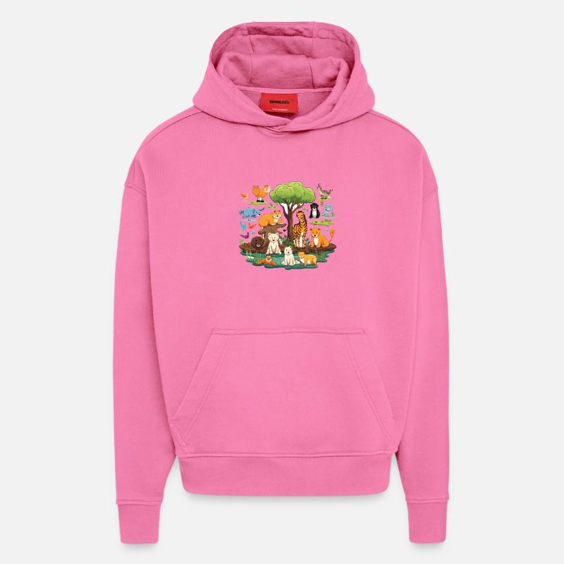Tierwald Safari Collage - Hoodie- made by SPREAD  - AURA PINK