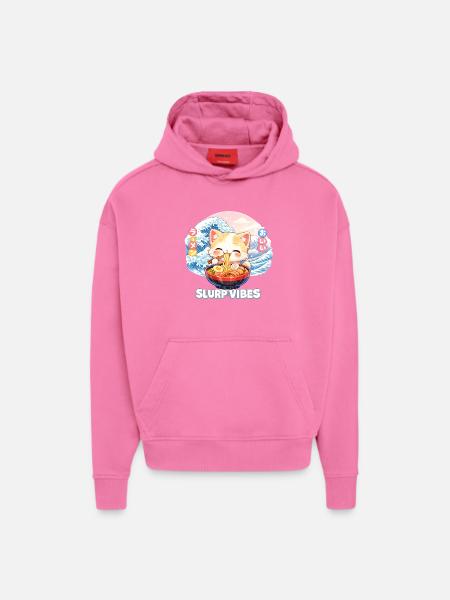 Ramen Cat Kanagawa Pastel - Hoodie- made by SPREAD - AURA PINK