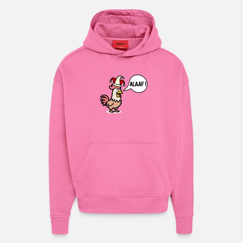Poules Alaaf - Chapeau de carnaval - Sweat à capuche bio épais oversize fabriqué en UE - AURA PINK