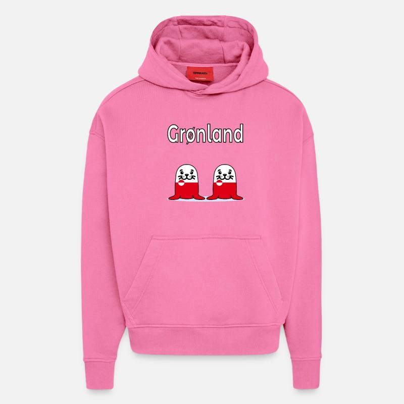 Mammifère marin des phoques du Groenland - Sweat à capuche bio épais oversize fabriqué en UE - AURA PINK