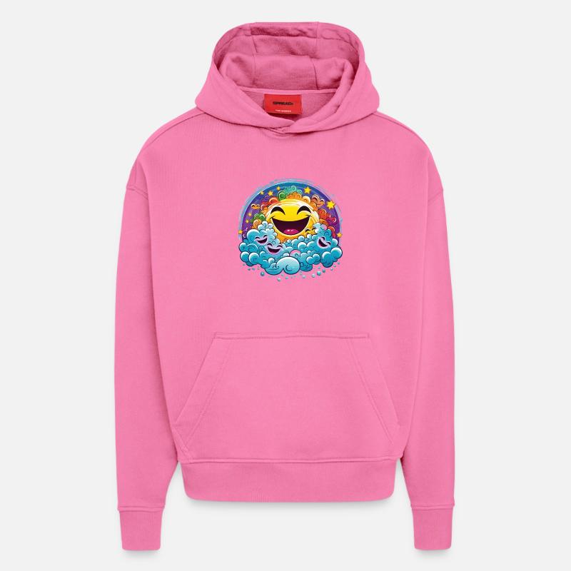 Lachende Sonne in bunten Wolken - Hoodie- made by SPREAD  - AURA PINK
