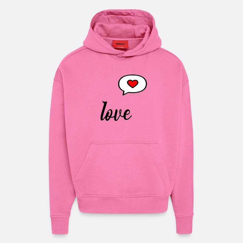 Cœur d’amour de la Saint-Valentin - Sweat à capuche bio épais oversize fabriqué en UE - AURA PINK