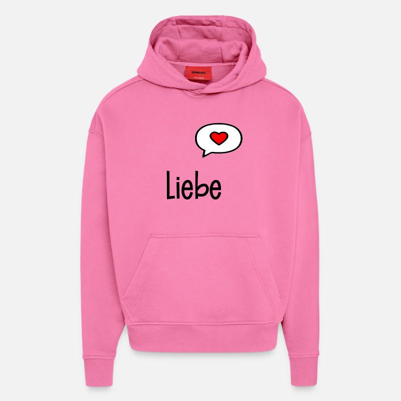 Cœur d’amour de la Saint-Valentin - Sweat à capuche bio épais oversize fabriqué en UE - AURA PINK