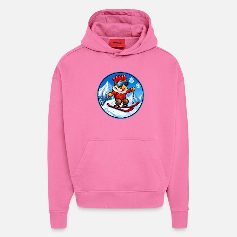 Ski de poulet - Sweat à capuche bio épais oversize fabriqué en UE - AURA PINK