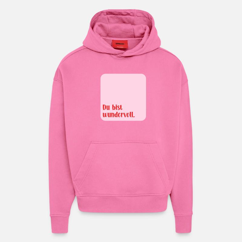 Amour merveilleux - Sweat à capuche bio épais oversize fabriqué en UE - AURA PINK