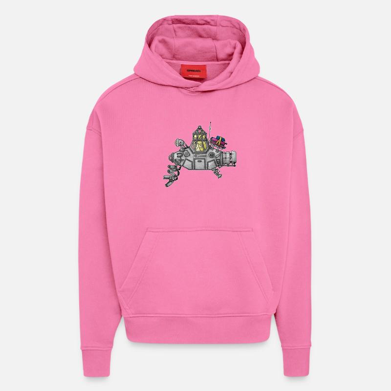 Senta - le sous-marin qui souffle / - Sweat à capuche bio épais oversize fabriqué en UE - AURA PINK