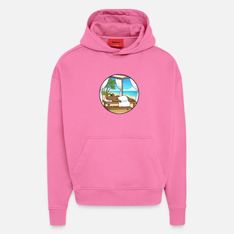 Spa de plage Loutre Art relaxant - Sweat à capuche bio épais oversize fabriqué en UE - AURA PINK