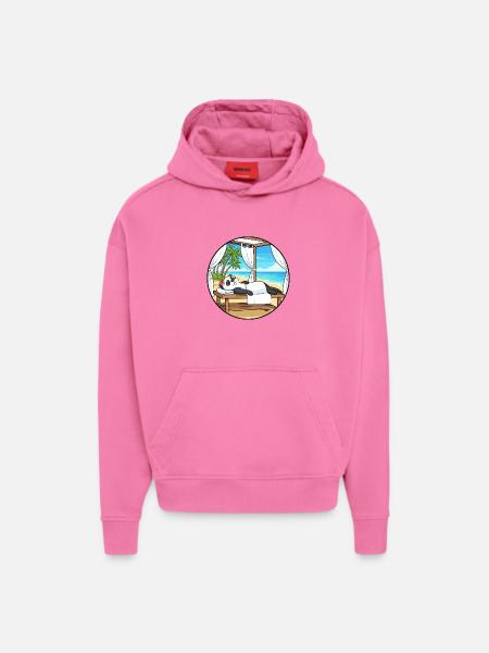 Beach Spa Panda Bear Relaxing Art - Hoodie- made by SPREAD  - AURA PINK