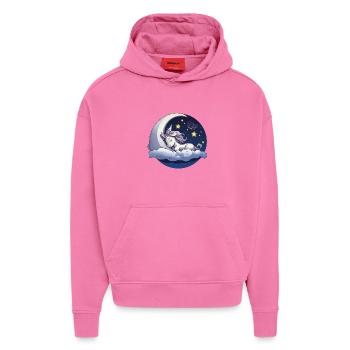Moondream Unicorn on Cloud - Hoodie- made by SPREAD  - AURA PINK - Front - Dylan (187cm)