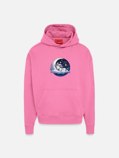 Mondtraum-Einhorn auf Wolke - Hoodie- made by SPREAD - AURA PINK