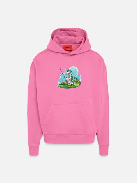 Dragon golfers on green golf course - Hoodie- made by SPREAD  - AURA PINK
