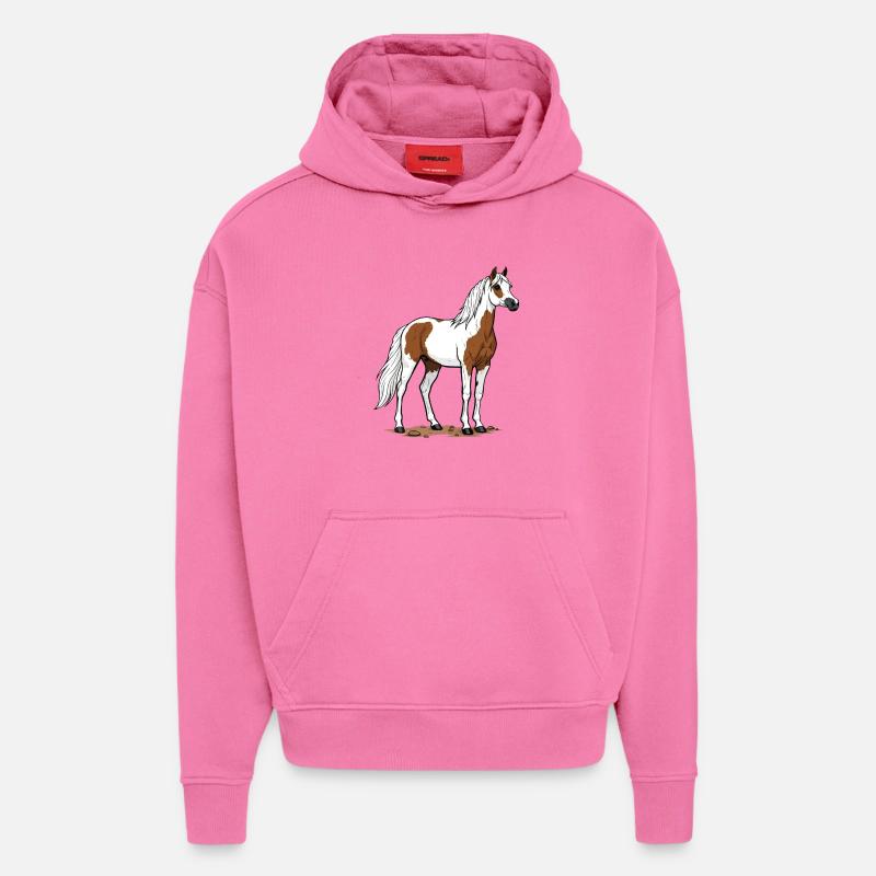 Braun-Weiße Scheiber-Pferde-Reiter-Eleganz - Hoodie- made by SPREAD  - AURA PINK