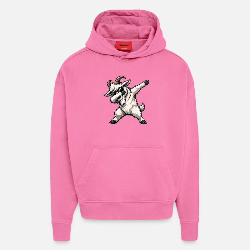 Chèvre à tamponner - Sweat à capuche bio épais oversize fabriqué en UE - AURA PINK