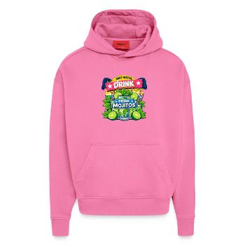 Spar das Wasser, trink Mojitos - Hoodie- made by SPREAD  - AURA PINK - Vorne - Dylan (187cm)