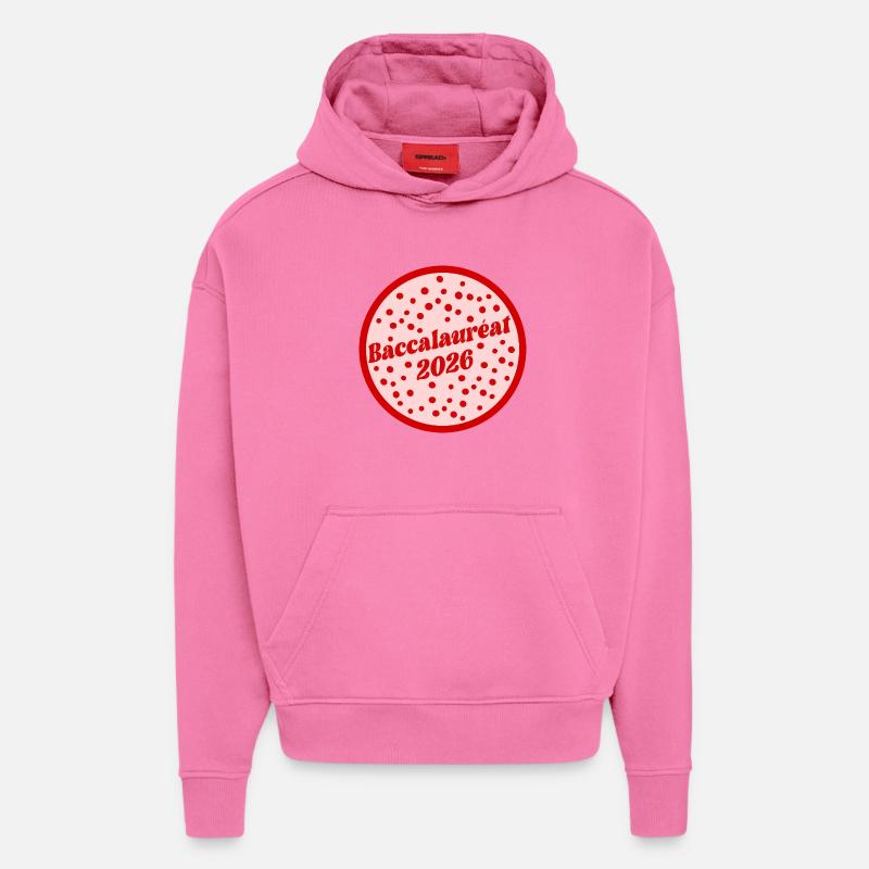 Baccalauréat 2026 Français - Sweat à capuche bio épais oversize fabriqué en UE - AURA PINK