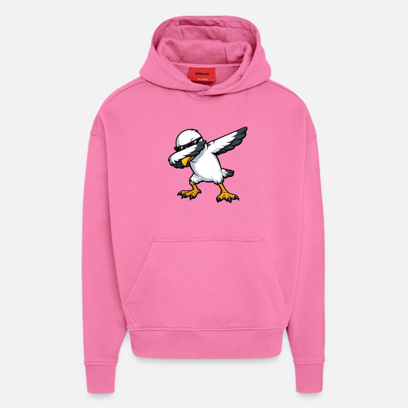 Mouette à tamponner - Sweat à capuche bio épais oversize fabriqué en UE - AURA PINK