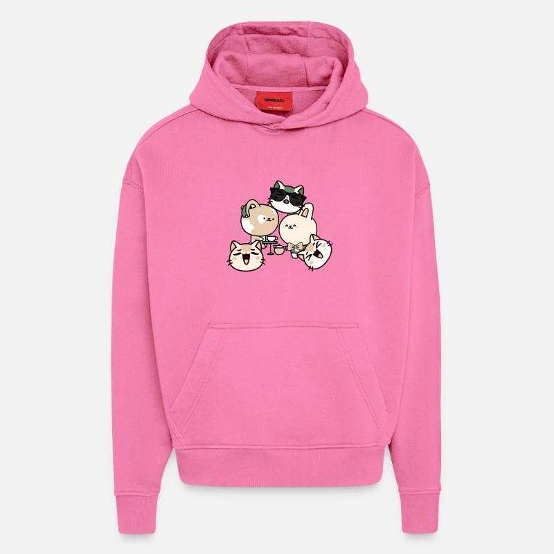 Kawaii Kaffeepause: Katze mit Hörgerät - Hoodie- made by SPREAD  - AURA PINK