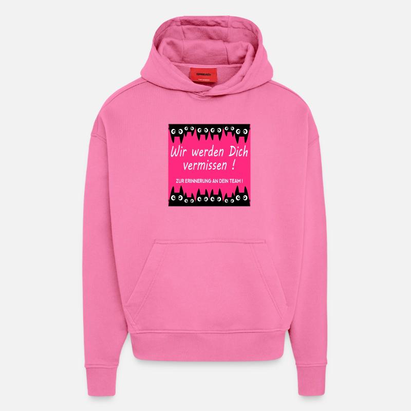 Adieu chats collègues - Sweat à capuche bio épais oversize fabriqué en UE - AURA PINK