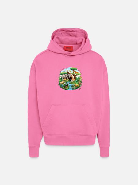 Jungle panorama of wildlife - Hoodie- made by SPREAD  - AURA PINK