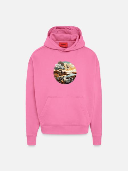 Round Dreamscape Whirling Sea - Hoodie- made by SPREAD - AURA PINK