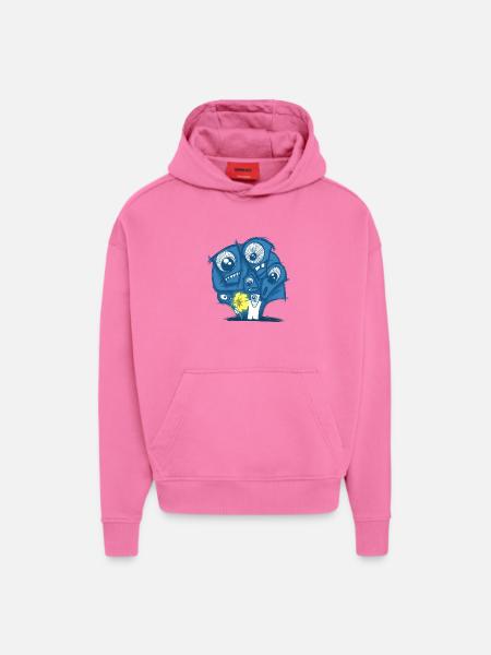 Blauaugige Monster mit Blume - Hoodie- made by SPREAD - AURA PINK