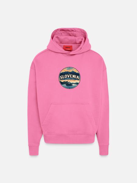 Retro-Slowenien-Lake Bled-Abzeichen - Hoodie- made by SPREAD  - AURA PINK