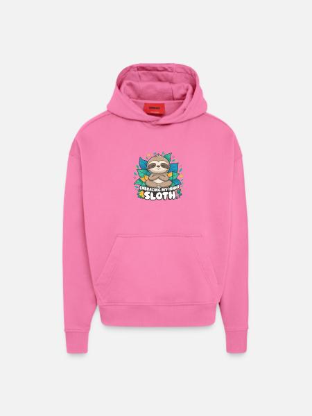 Embrasser mon Inner_Sloth - Sweat à capuche bio épais oversize fabriqué en UE - AURA PINK