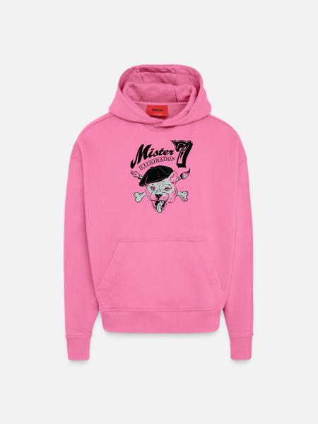 Mister 7 illustration - Hoodie- made by SPREAD - AURA PINK
