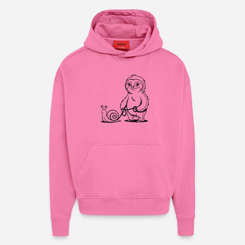 Faultier und Schnecke - Gassi gehen - Hoodie- made by SPREAD - AURA PINK
