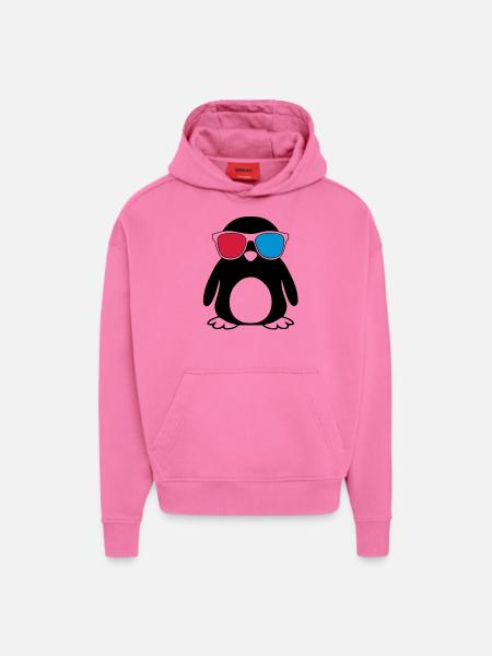 Swaggy Penguin - Sweat à capuche bio épais oversize fabriqué en UE - AURA PINK