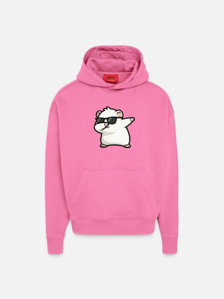 Dabbing guinea pig white - Hoodie- made by SPREAD - AURA PINK