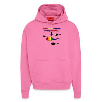 LGBT Kaulquappen Fabulous Regenbogen - Hoodie- made by SPREAD  - AURA PINK - Vorne - Dylan (187cm)