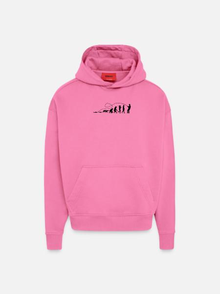 T-shirt Evolution Angler - Sweat à capuche bio épais oversize fabriqué en UE - AURA PINK