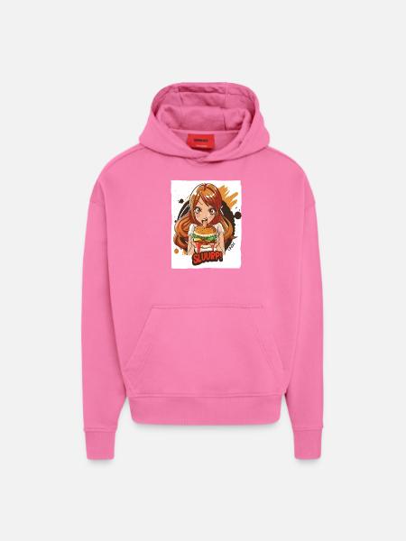 Anime-Mädchen liebt große Burger - Hoodie- made by SPREAD  - AURA PINK
