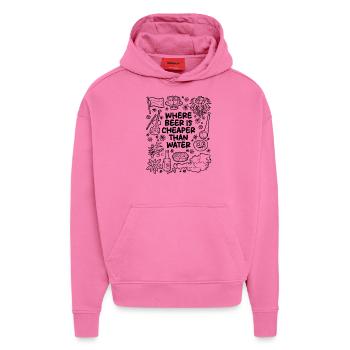 Wo Bier günstiger ist als Wasser - Hoodie- made by SPREAD  - AURA PINK - Vorne - Dylan (187cm)