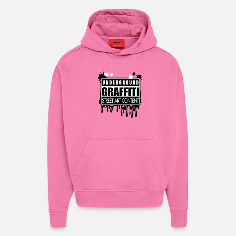 Underground graffitis flex - Sweat à capuche bio épais oversize fabriqué en UE - AURA PINK
