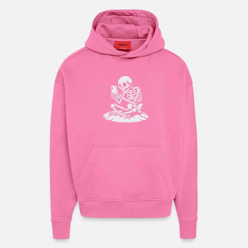 Skeleton Selfie in Moonlight - Hoodie- made by SPREAD - AURA PINK