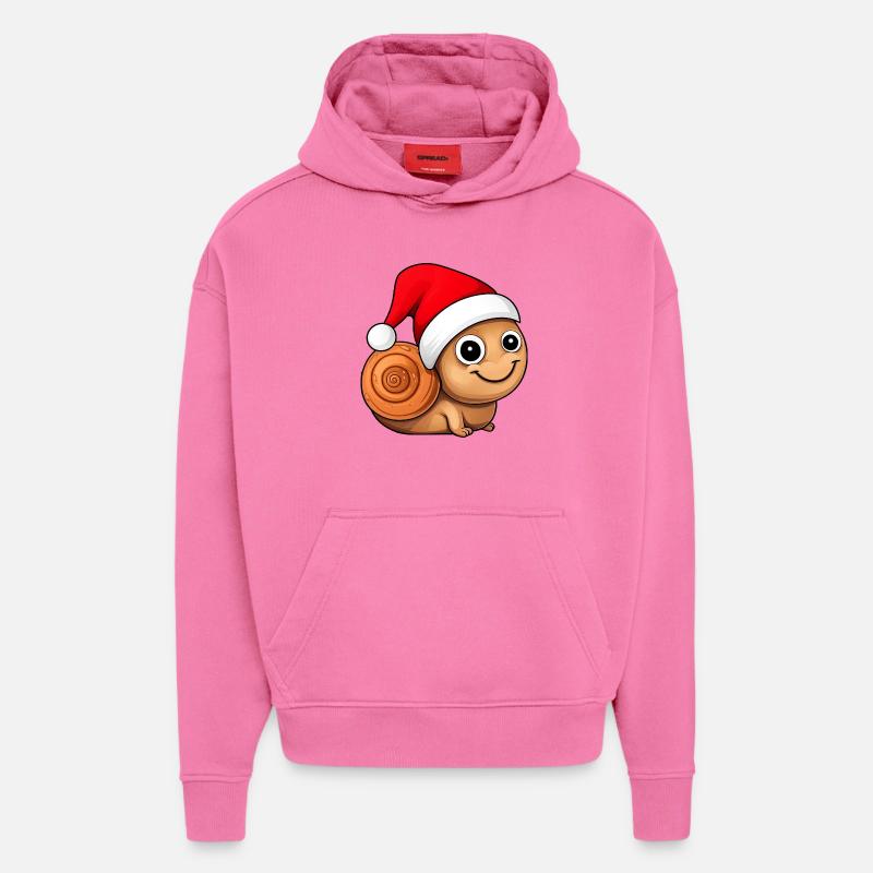 Escargots de Noël - Sweat à capuche bio épais oversize fabriqué en UE - AURA PINK