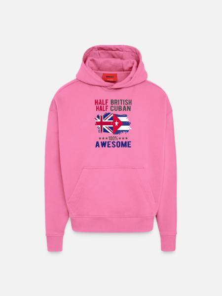 Half British Half Cuban - Hoodie- made by SPREAD  - AURA PINK