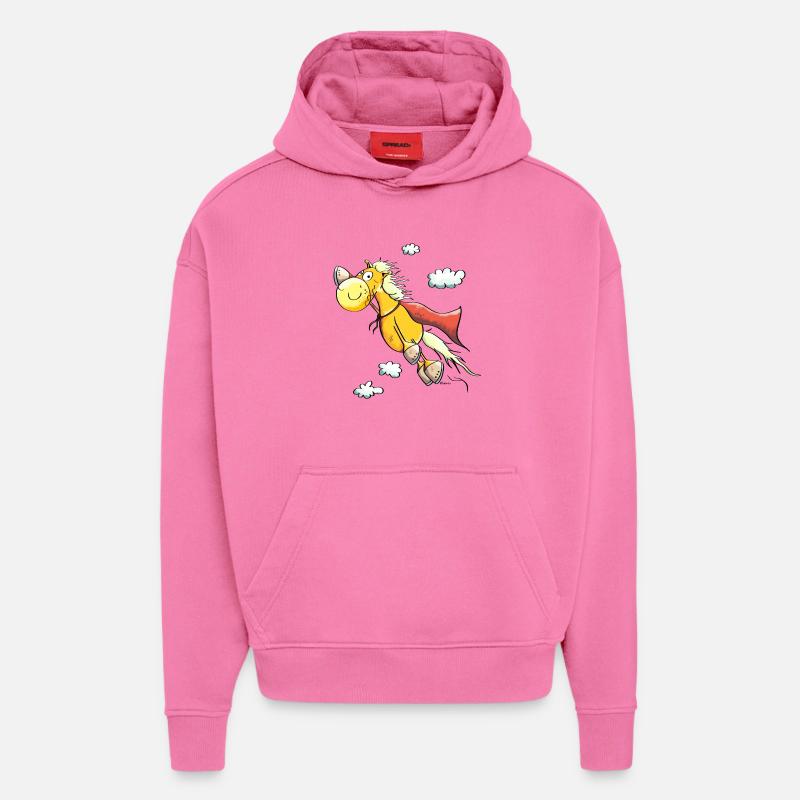 Super Cheval - Sweat à capuche bio épais oversize fabriqué en UE - AURA PINK