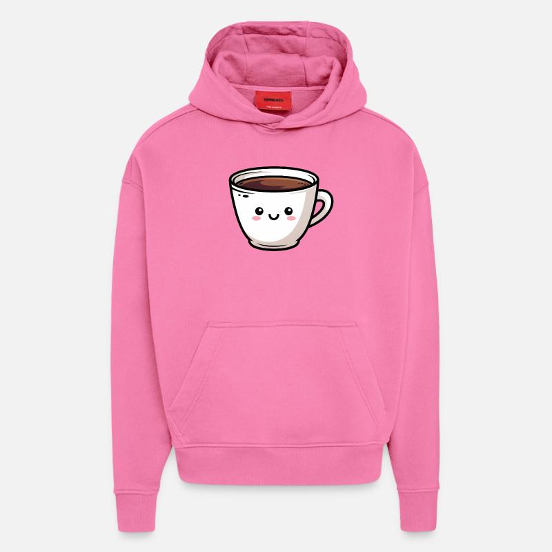 Tasse à café kawaii mignonne - Sweat à capuche bio épais oversize fabriqué en UE - AURA PINK