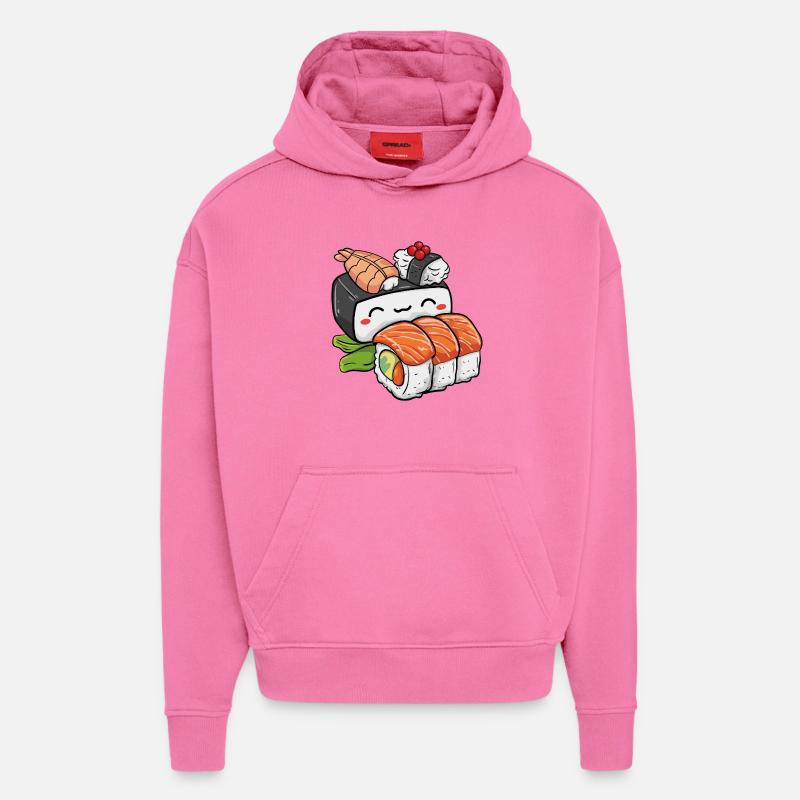Sushi kawaï - Sweat à capuche bio épais oversize fabriqué en UE - AURA PINK