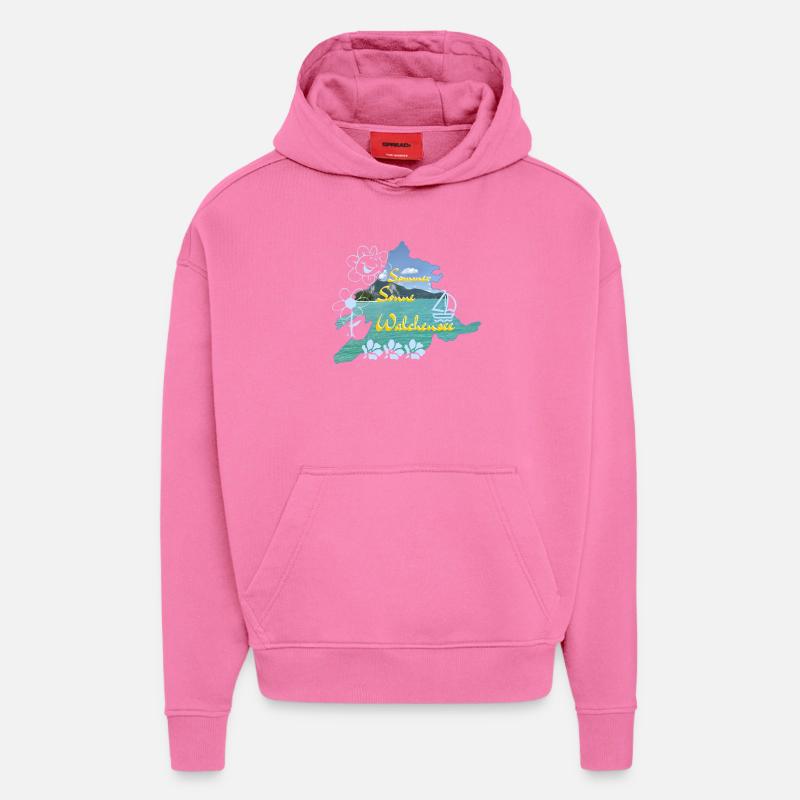 Soleil d’été Walchensee - Sweat à capuche bio épais oversize fabriqué en UE - AURA PINK