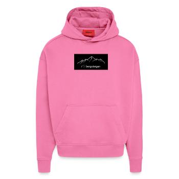 I Love Bergsteigen Mountain Design - Hoodie- made by SPREAD  - AURA PINK - Vorne - Dylan (187cm)