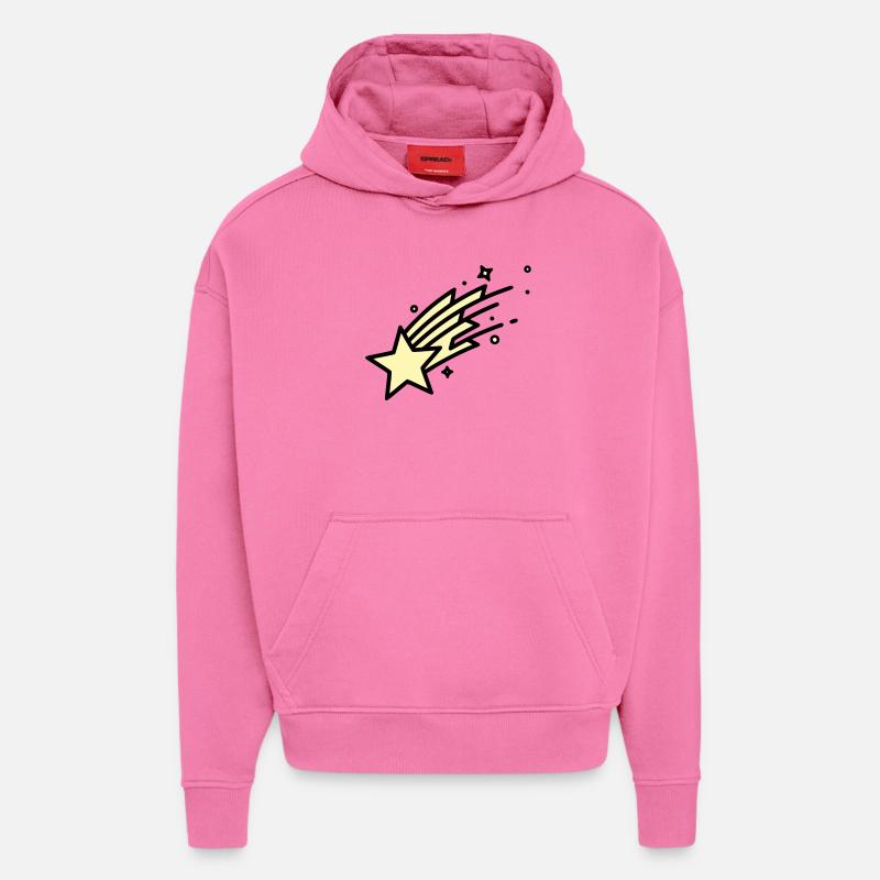 Une bande dessinée Shooting Star Comet - Sweat à capuche bio épais oversize fabriqué en UE - AURA PINK