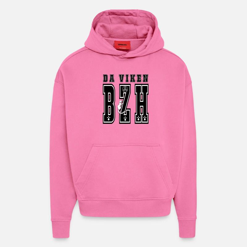 da viken BZH - Sweat à capuche bio épais oversize fabriqué en UE - AURA PINK