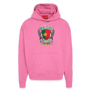 Portugais Grâce de Dieu - Sweat à capuche bio épais oversize fabriqué en UE - AURA PINK - Devant - Dylan (187cm)