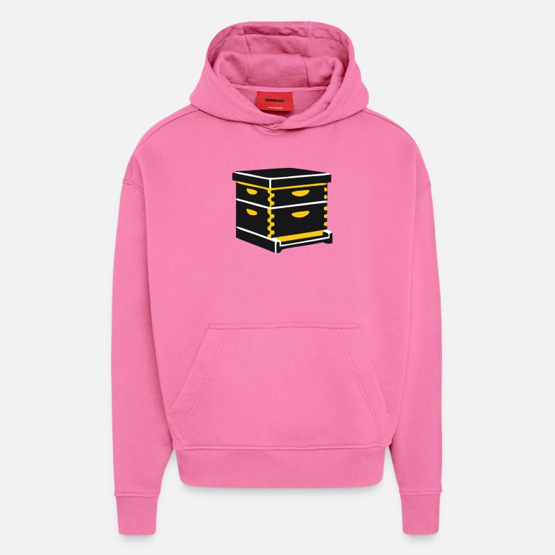 Ruche, apiculteur d’apiculture d’apiculture - Sweat à capuche bio épais oversize fabriqué en UE - AURA PINK