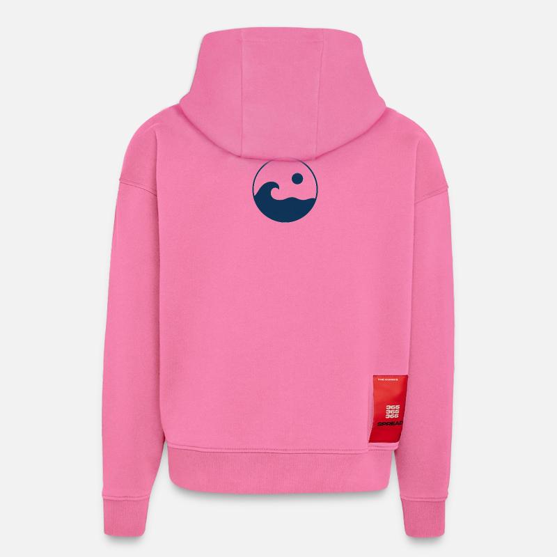 Circle Waves Sun Logo - Sweat à capuche bio épais oversize fabriqué en UE - AURA PINK
