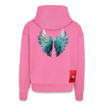 Bemalte aquatische Engelsflügel - Hoodie- made by SPREAD  - AURA PINK - Hinten - Dylan (187cm)